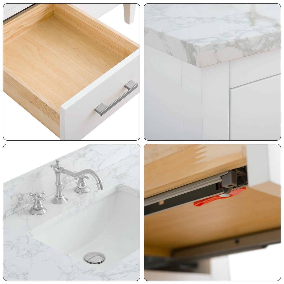Mobile lavabo doppio Vanity Art 72 per bagno con piano in marmo composito