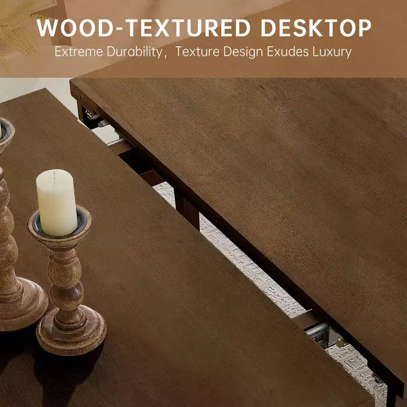 Set da Pranzo Moderno - Tavolo 80" + 6 Sedie Imbottite, Struttura in Legno Massello, Capacità Tavolo 400 libbre, Facile Montaggio