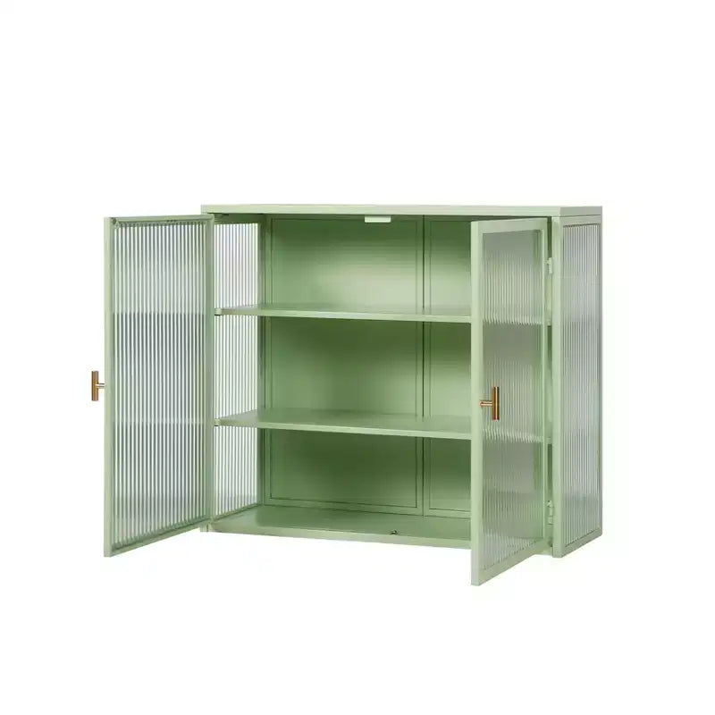 Pensile Okak Modern a 2 ante con 3 ripiani e ante in vetro per ingresso/sala da pranzo/soggiorno/cucina