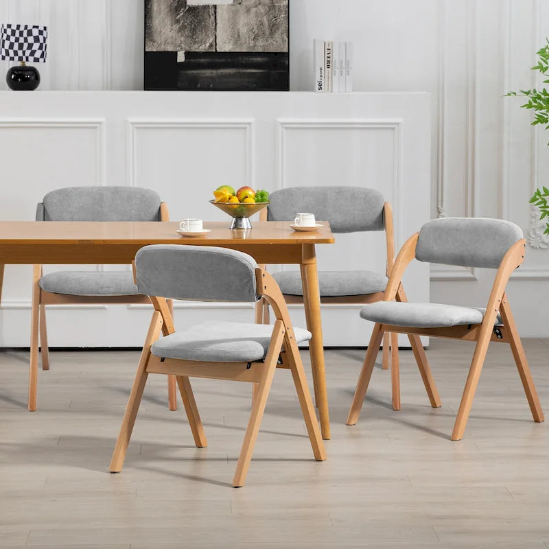 Sedie Pieghevoli Impilabili da Pranzo in Legno con Seduta Imbottita (Set da 4)
