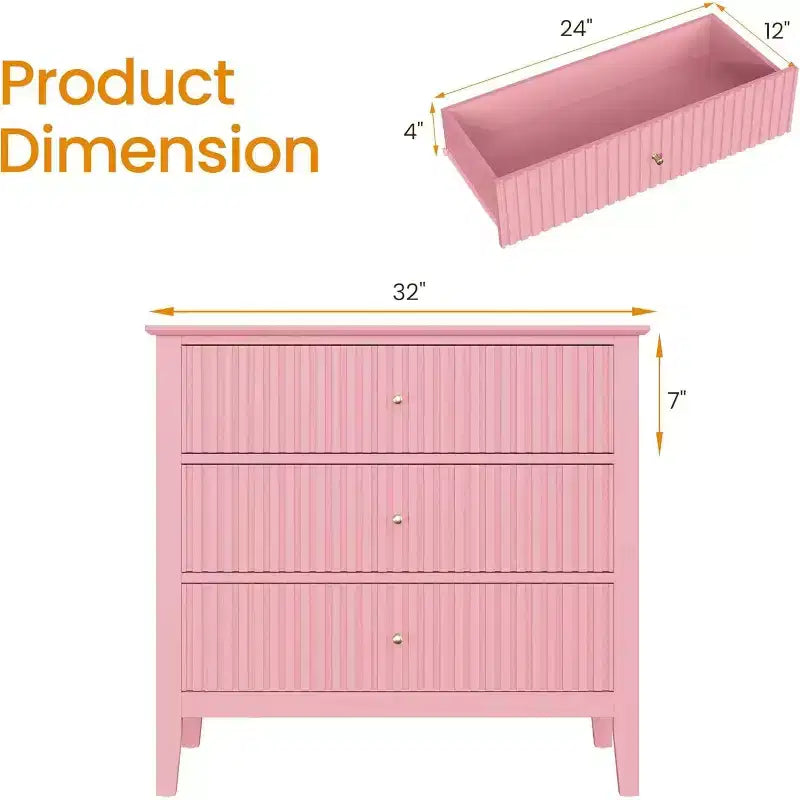 Cassettiera Heynemo a 3 Cassetti, Comodino in Legno Verniciato Alto 76 cm con Contenitore, Ampio Cassettone Moderno con Guide a Sfera