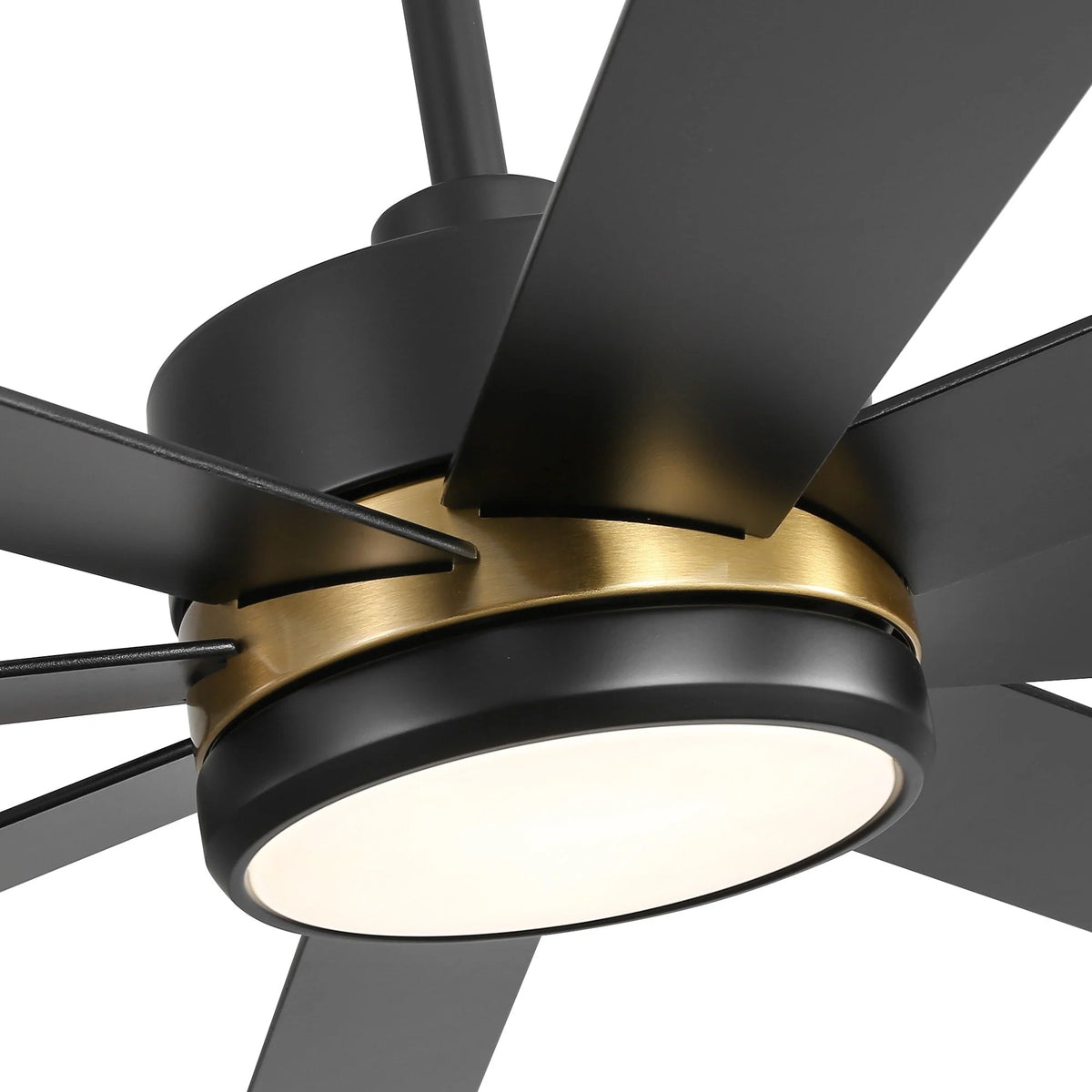 Ventilatore da soffitto nero da 65 pollici a 8 pale con luce LED e telecomando