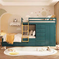 Letto a Castello Completo con Armadio e Cassetti, Letto a Castello in Legno Full Size Salvaspazio con Spondina per Appartamento, Camera da Letto