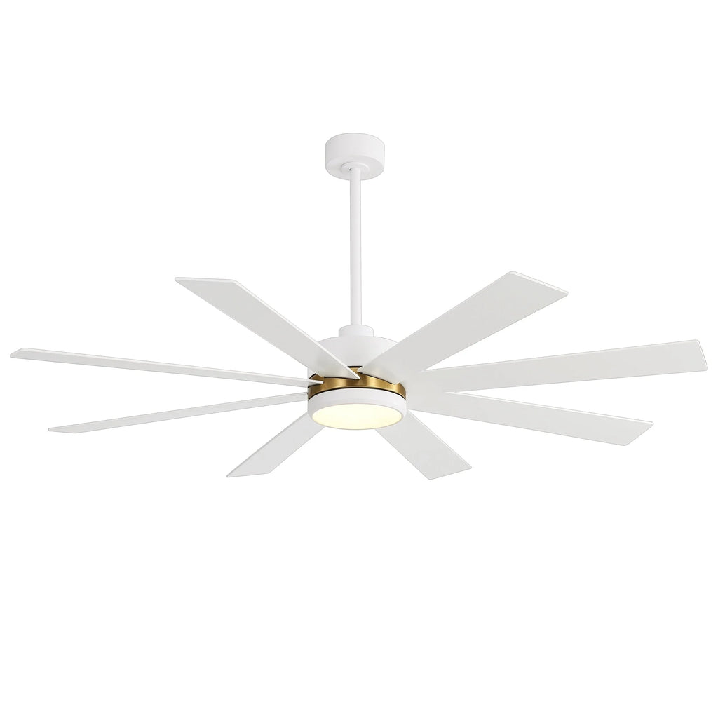 Ventilatore da soffitto nero da 65 pollici a 8 pale con luce LED e telecomando