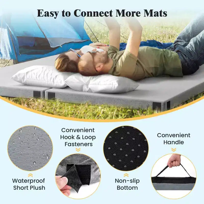 Materasso da campeggio in memory foam Costway con fondo antiscivolo e borsa da viaggio per dormire all'aperto grigio/blu