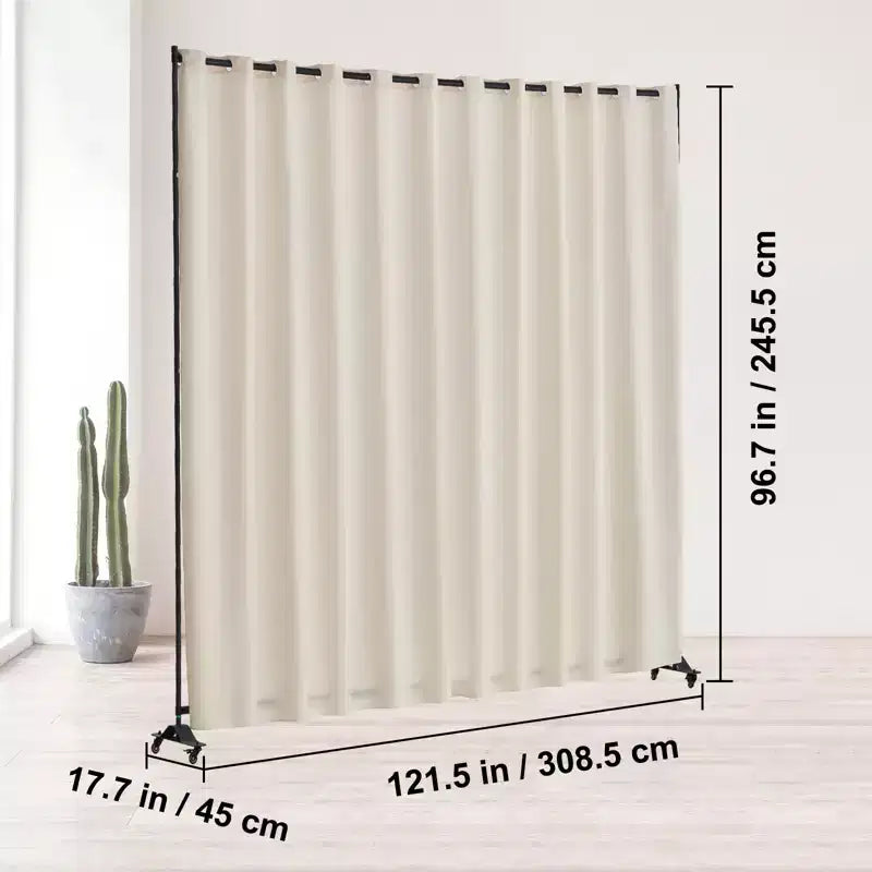 VEVOR Divisorio per Ambienti, Divisorio Portatile con Ruote e Supporto per Tenda, Paravento Autoportante per Ufficio, Beige