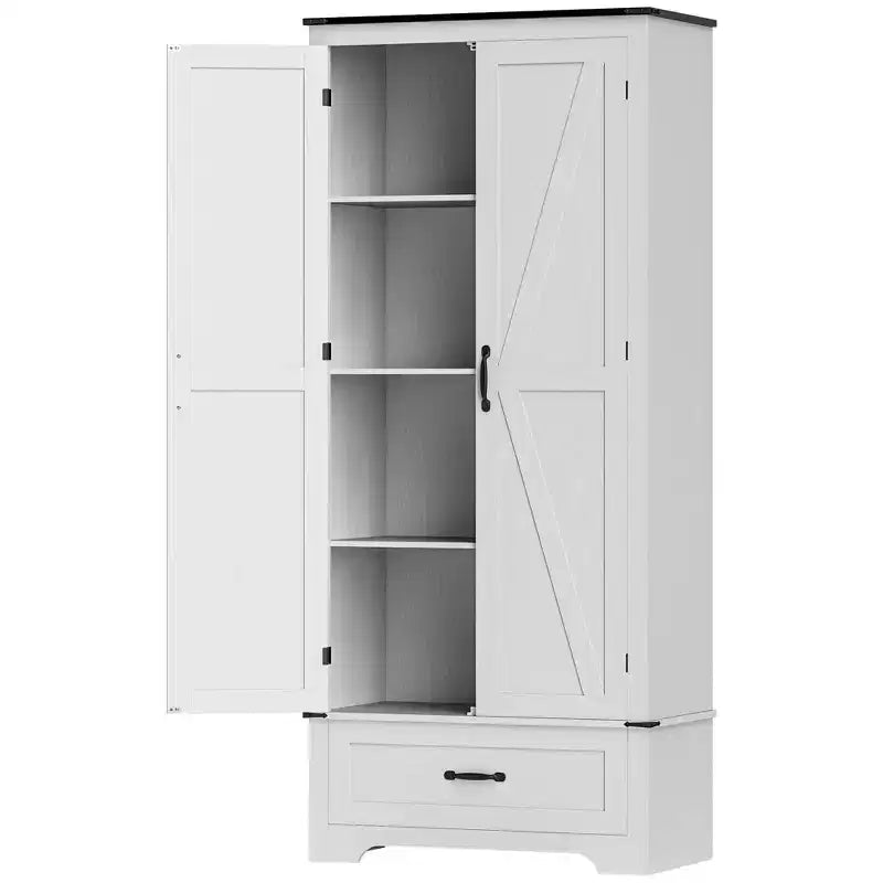 HOMCOM Credenza a 2 Ante da Cucina, Mobile Dispensa Alto con 2 Ante Scorrevole, Ripiani Regolabili e Cassetto