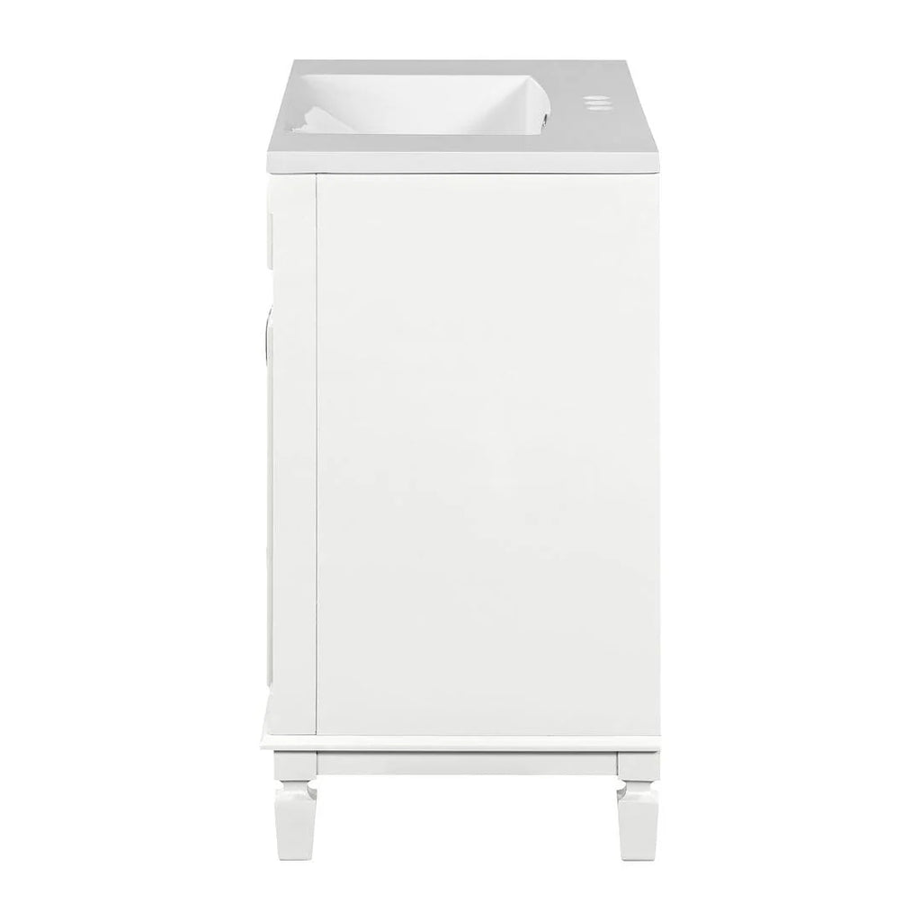 Mobile Bagno Moderno da 90cm con Lavabo Integrato e Specchiera, 2 Ante e 2 Cassetti