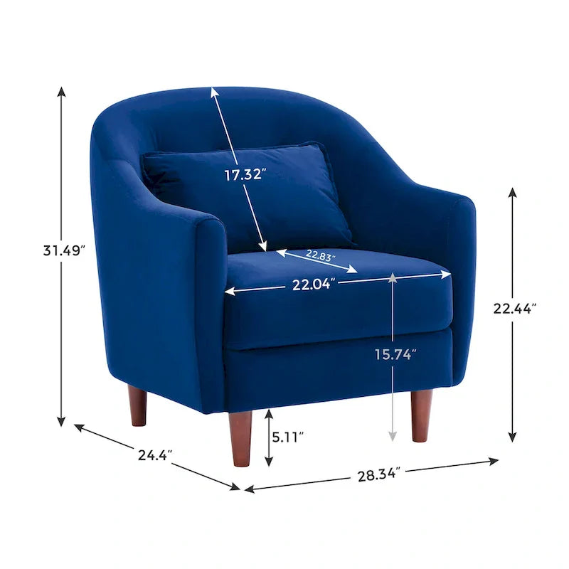 Set di 2 Poltrone Accent, in Velluto a Botte con Gambe in Legno Massello 28,34W
