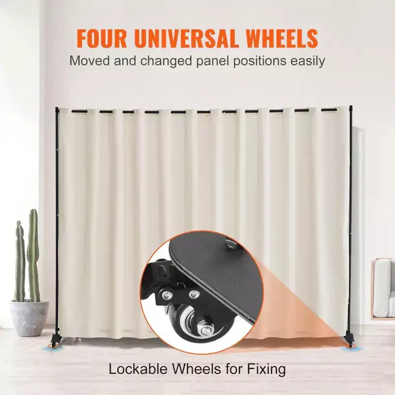 VEVOR Divisorio per Ambienti, Divisorio Portatile con Ruote e Supporto per Tenda, Paravento Autoportante per Ufficio, Beige