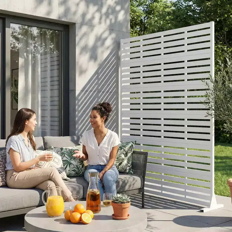 MAYEERTY 72x47 Pannello Paravento per Esterni Bianco Naturale, Set da 6 Pezzi Divisorio Pieghevole Naturale per Cortile e Giardino