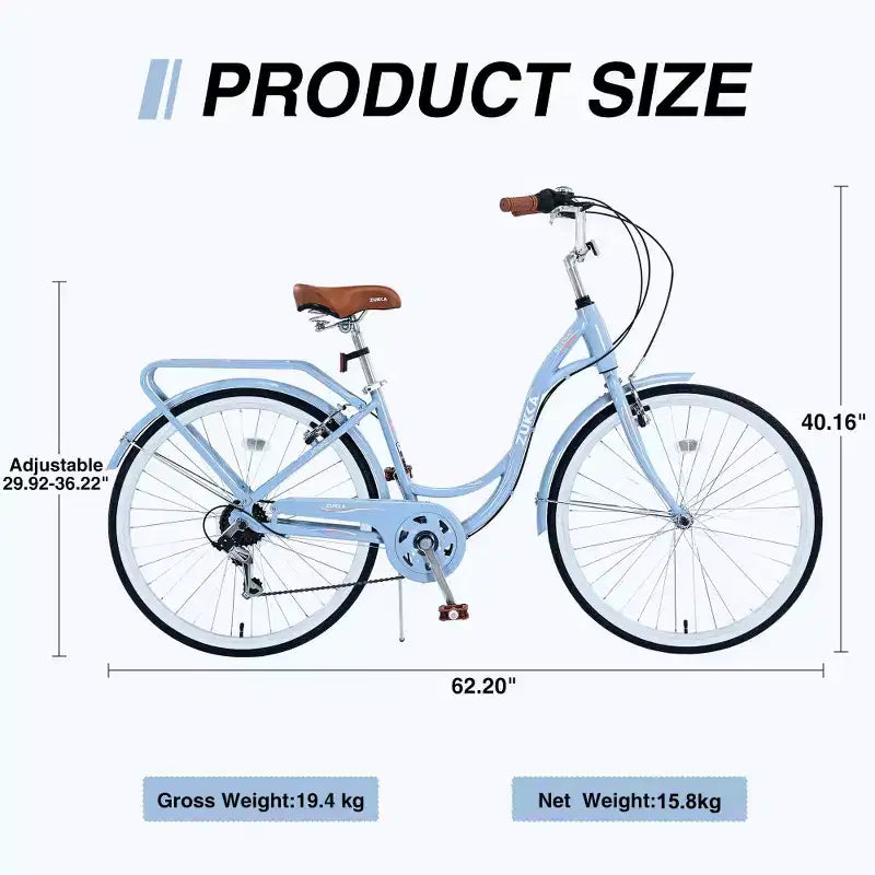 Bicicletta da donna Zeus & Ruta 24 pollici con 7 velocità e telaio in acciaio