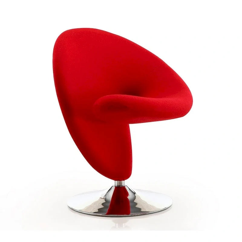 Poltrona girevole accent Curl Chrome di Manhattan Comfort in misto lana (Set di 2)