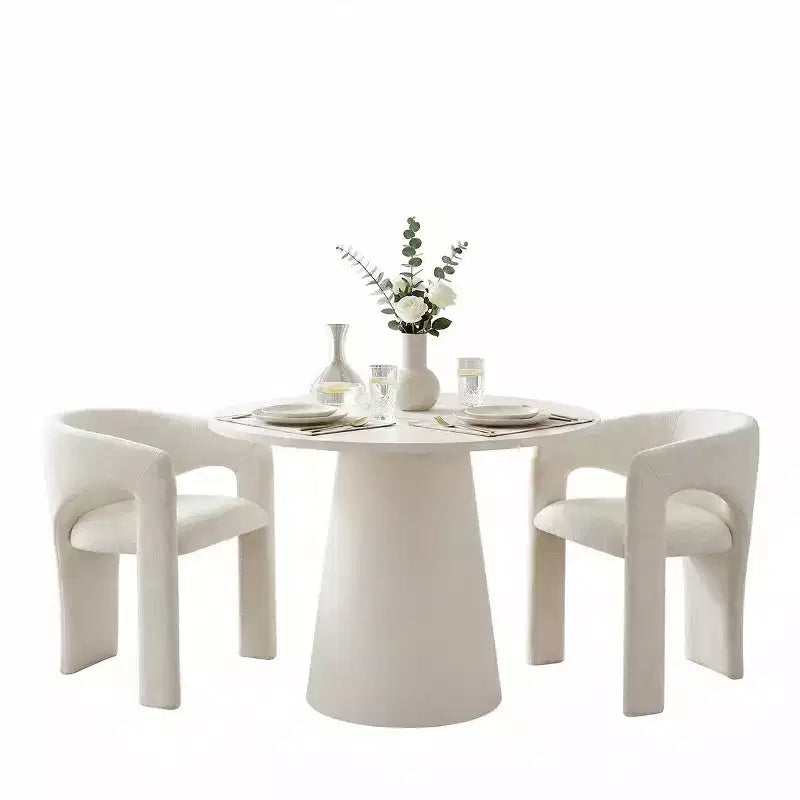 Set Tavolo da Pranzo Piccolo per 2, Sedie Imbottite Beige, Tavolo da Pranzo Rotondo con Piedistallo, Mobili da Cucina Moderni e Compatti-Panipeachy