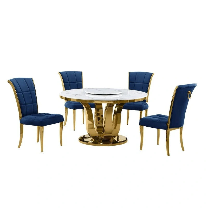 Best Quality Furniture D325-SC324-7 Set da pranzo rotondo da 5 pezzi