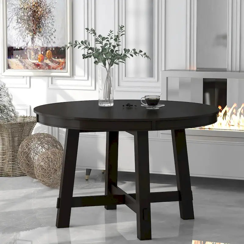 Tavolo da pranzo allungabile rotondo da cascina con 16 inserti in legno per cucina