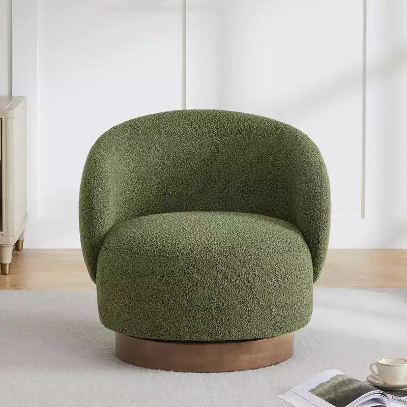 Poltrona a botte girevole imbottita Spruce&Spring con base in legno