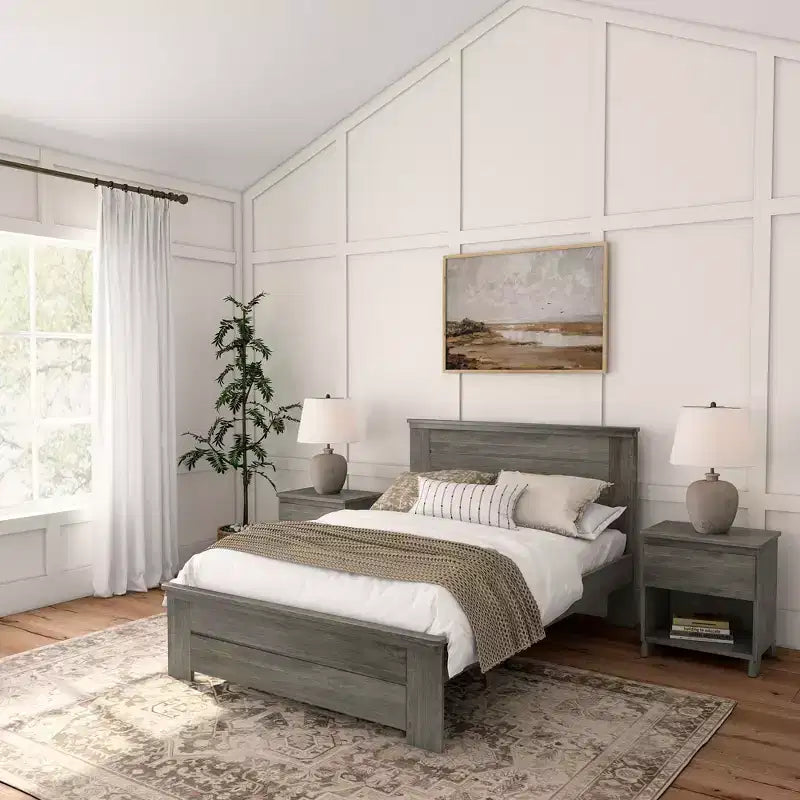 Telaio letto matrimoniale Plank+Beam Farmhouse con testiera, letto a piattaforma in legno massello