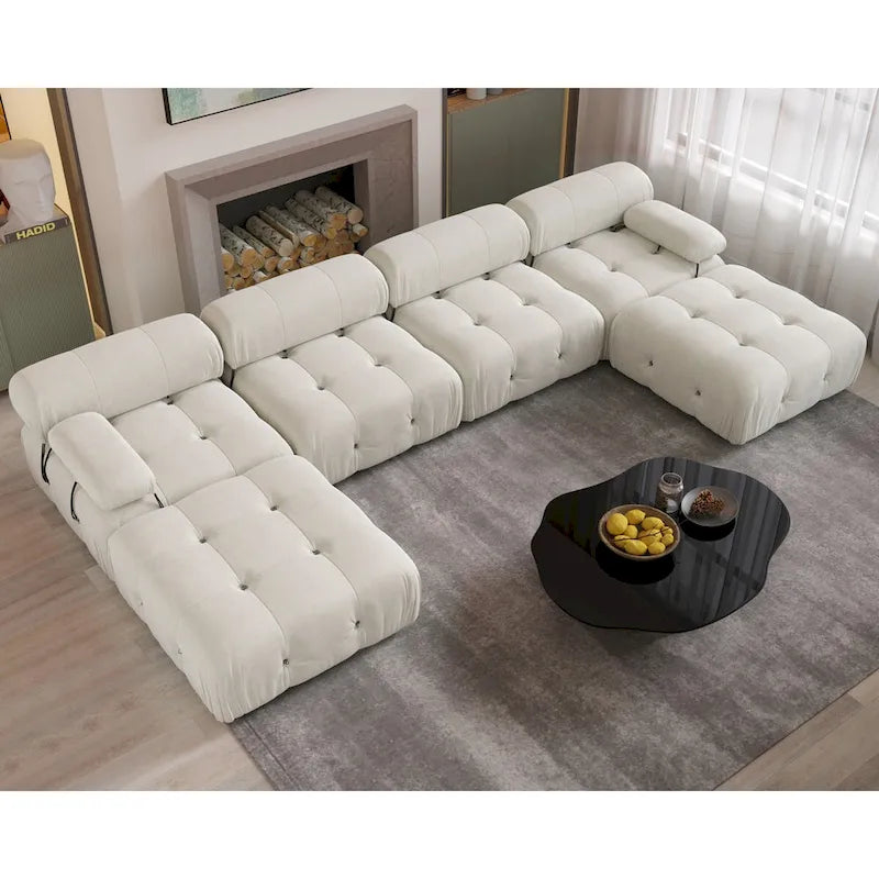 138 Divano componibile convertibile, Divani U-Shape in velluto minimalista