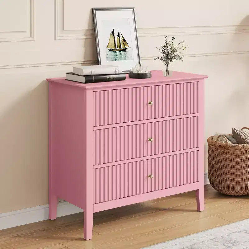 Cassettiera Heynemo a 3 Cassetti, Comodino in Legno Verniciato Alto 76 cm con Contenitore, Ampio Cassettone Moderno con Guide a Sfera