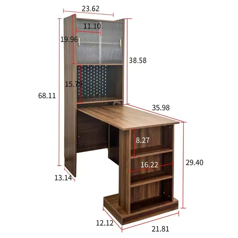 GDFStudio Sinclair Tavolo da studio pieghevole moderno in legno 36 con contenitore