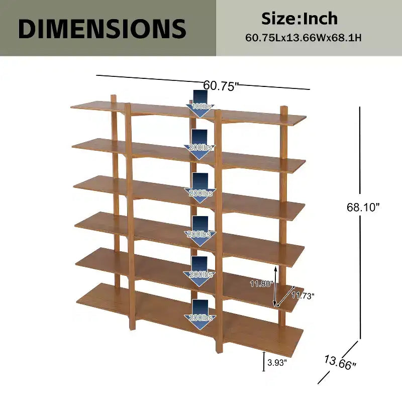 Christopher Knight Home Elliot Scaffale Moderno in Legno a 6 Ripiani Aperto per Esposizione e Archiviazione
