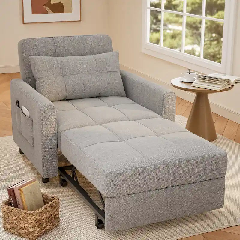 Poltrona Letto Trasformabile 3-in-1, Divano da Salotto Pieghevole Regolabile Imbottito