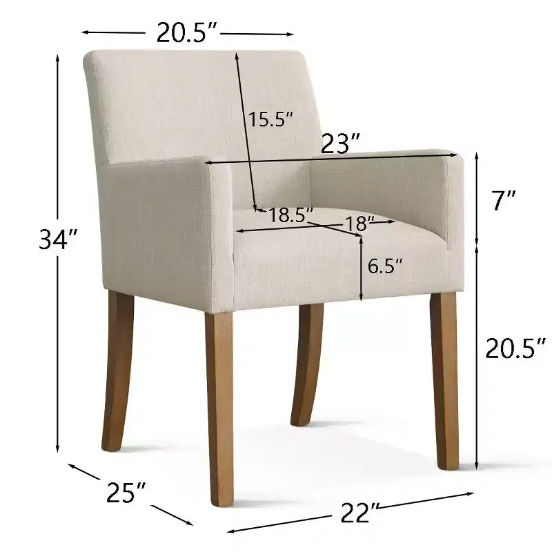 Set di 6 sedie da pranzo imbottite con braccioli, poltrone moderne in lino con gambe in legno, sedie occasionali per sala da pranzo, soggiorno - Panipeachy