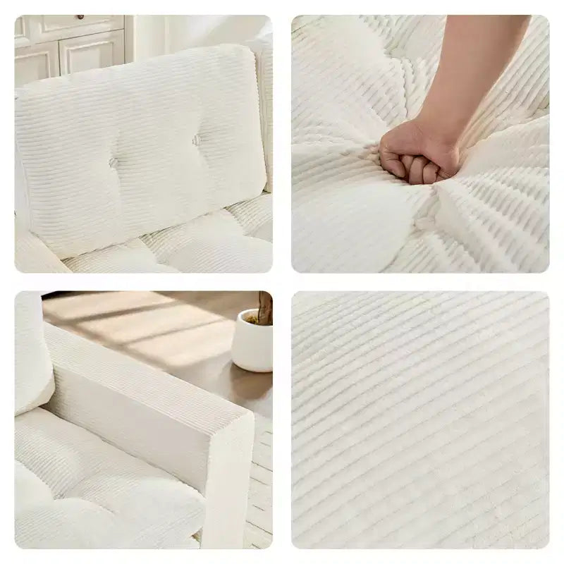 Mjkone Divano letto futon convertibile 2 in 1 da 180 cm, in tessuto a coste, pieghevole, con bottoni trapuntati, divanetto salvaspazio