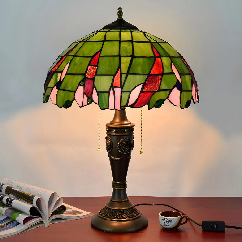 Lampada da tavolo HomeyFad a 2 luci, vintage, con cupola in vetro inossidabile