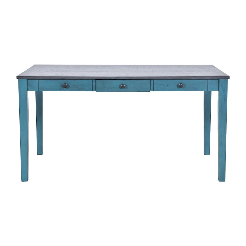 Set da pranzo di 6 pezzi in legno con 4 sedie e panca, tavolo con cassetto