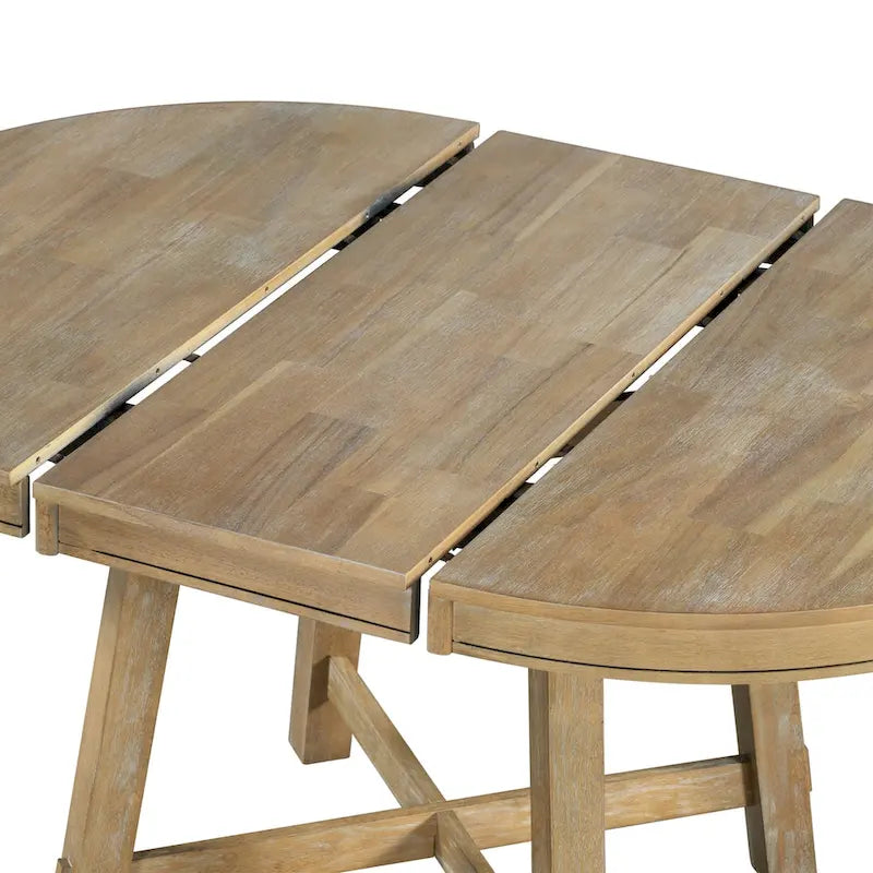 Tavolo da pranzo allungabile rotondo da cascina con 16 inserti in legno per cucina
