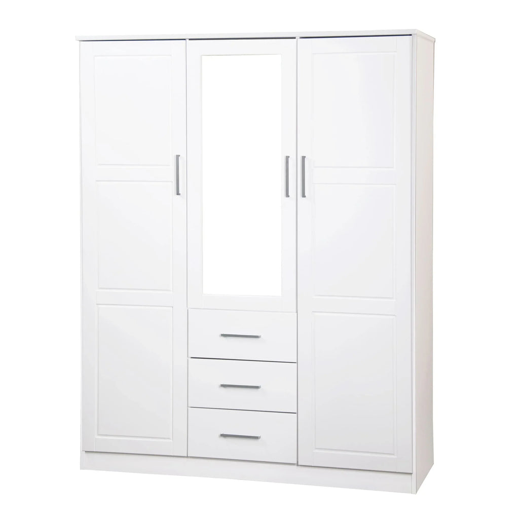 Palace Imports Armadio a 3 ante Cosmo 100% legno massello con ante in legno massello o a specchio