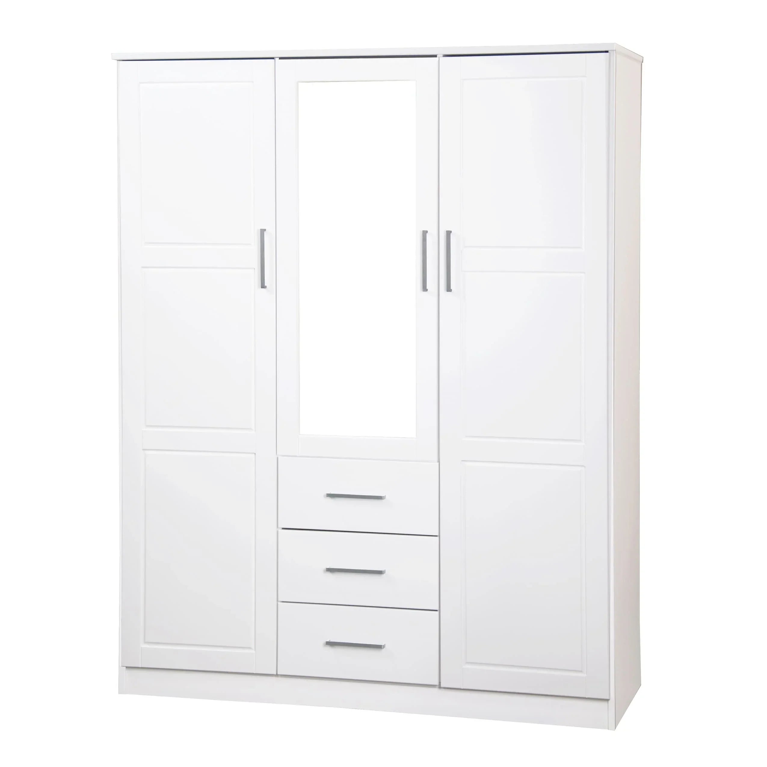 Palace Imports Armadio a 3 ante Cosmo 100% legno massello con ante in legno massello o a specchio