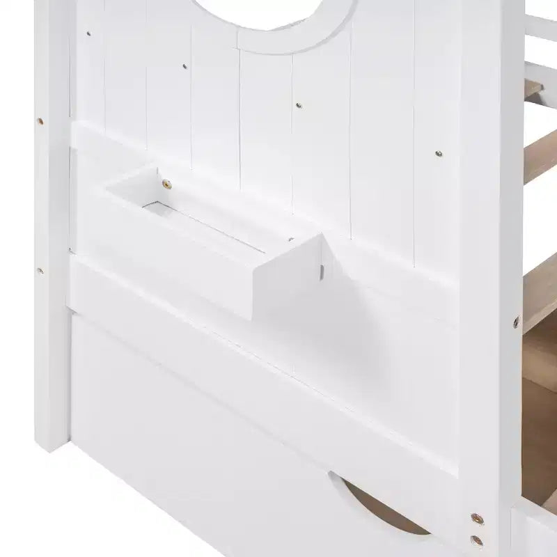 Letto a casetta in legno per bambini, piazza singola/matrimoniale, con 2 cassetti e ripiano portaoggetti - ModernLuxe