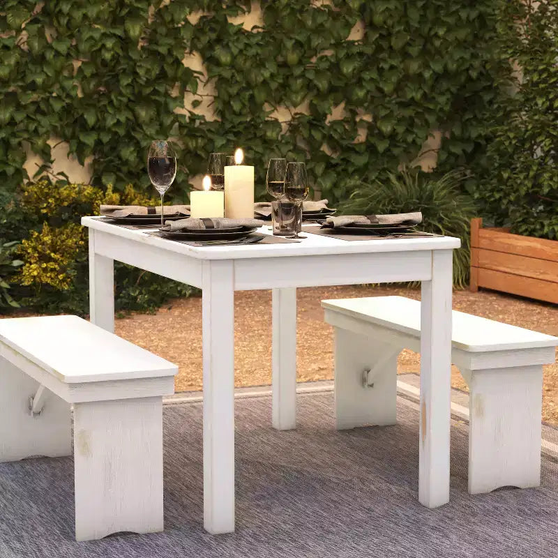 Flash Furniture Tavolo da Pranzo Rettangolare Rustico in Pino Massiccio 46 x 30