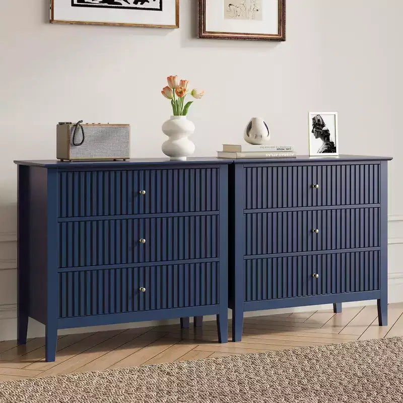 Heynemo Commode 3 Tiroirs, Table de Chevet en Bois Peint de 76 cm de Haut avec Rangement, Grande Commode Moderne avec Coulisses à Roulement à Billes