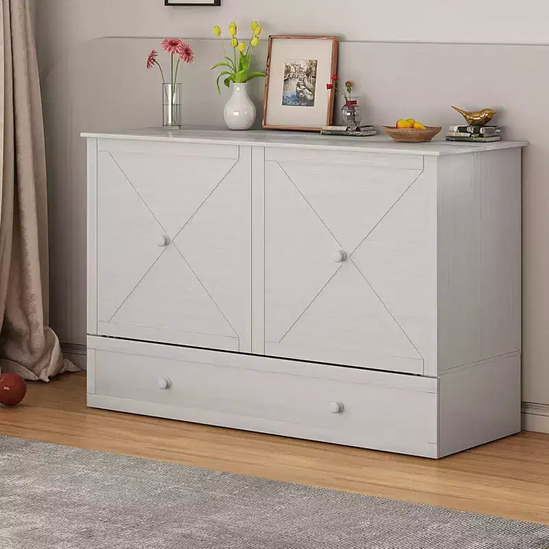 Mjkone Letto a Scomparsa Matrimoniale, Letto a Cassetti a Cubo con Stazione di Ricarica e Spazio Contenitore