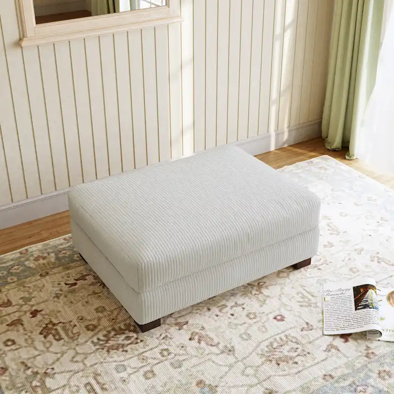 Pouf poggiapiedi oversize in velluto a coste moderno