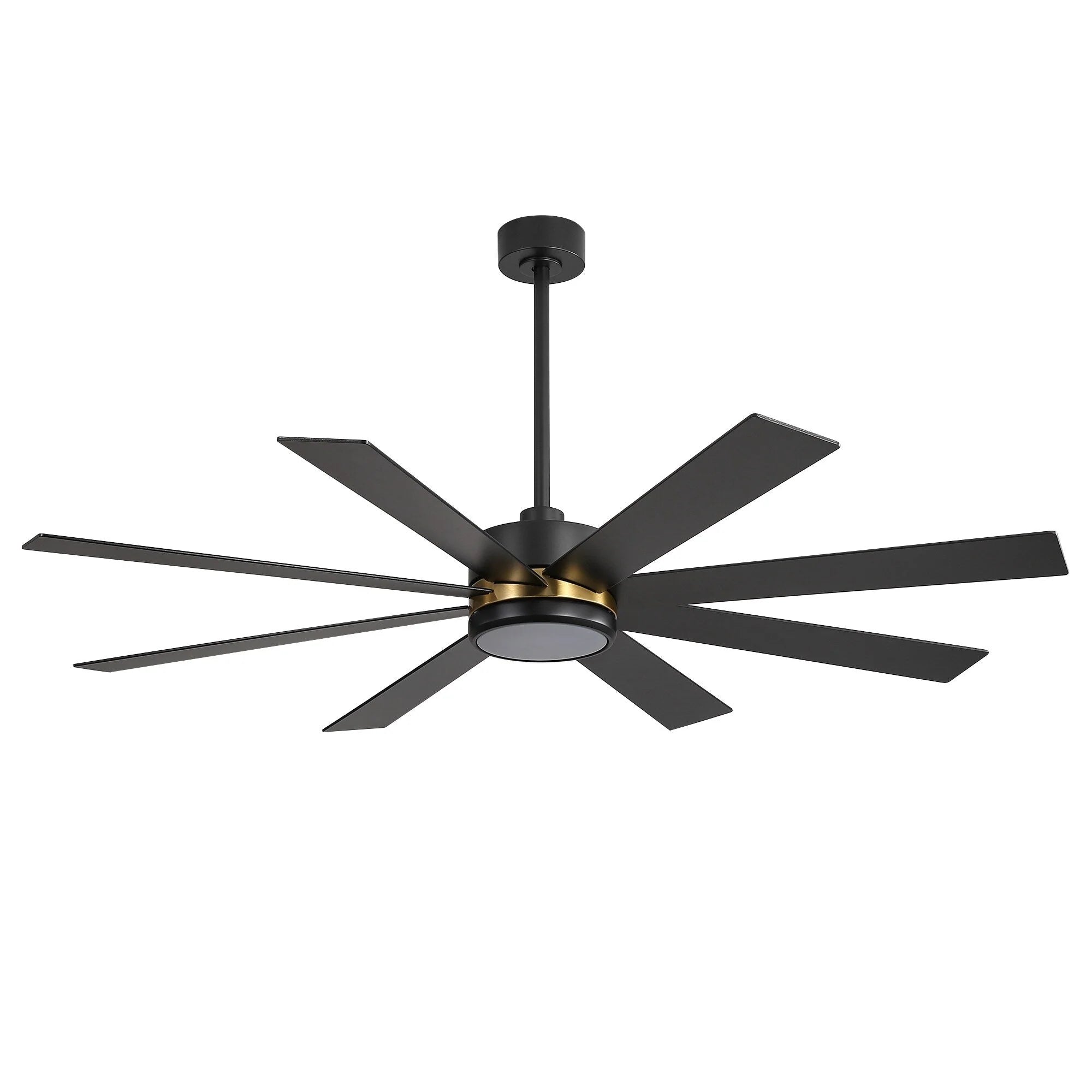 Ventilatore da soffitto nero da 65 pollici a 8 pale con luce LED e telecomando