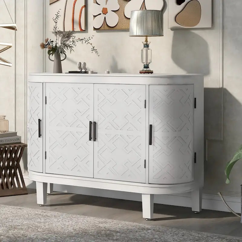 Mobiletto Accent Sideboard in Legno con Ante a Fantasia Anticata per Corridoio, Ingresso, Soggiorno, Camera da Letto