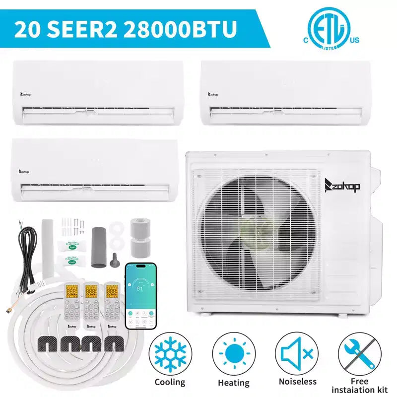 Climatizzatore mini-split Karl Home 3 zone 28000 BTU 20 SEER2 con pompa di calore (9K+9K+18K)