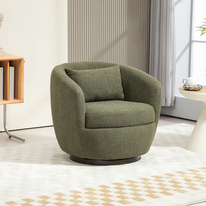 Poltrona Girevole Imbottita a Botte con Contenitore, Sedia Moderna da Salotto per Camera da Letto/Ufficio/Zone Lettura