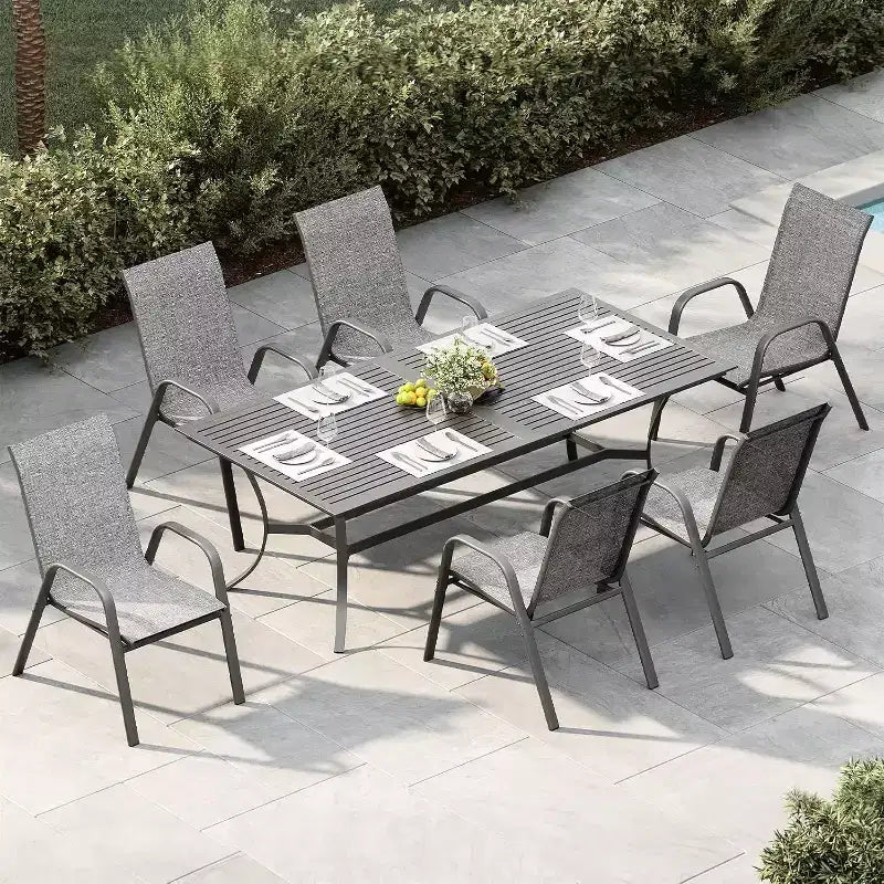 Sedie da patio, Set di 4/6 sedie da pranzo impilabili per esterni in textilene leggero per tutte le stagioni con braccioli per giardino, bordo piscina