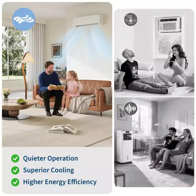 Ultra-Silenzioso 42dB|12000 BTU 19 SEER Climatizzatore a Pompa di Calore Mini-Split Senza Canalizzazione|3-in-1 Raffreddamento, Riscaldamento e Deumidificazione|Sistema AC Inverter Bianco 230V