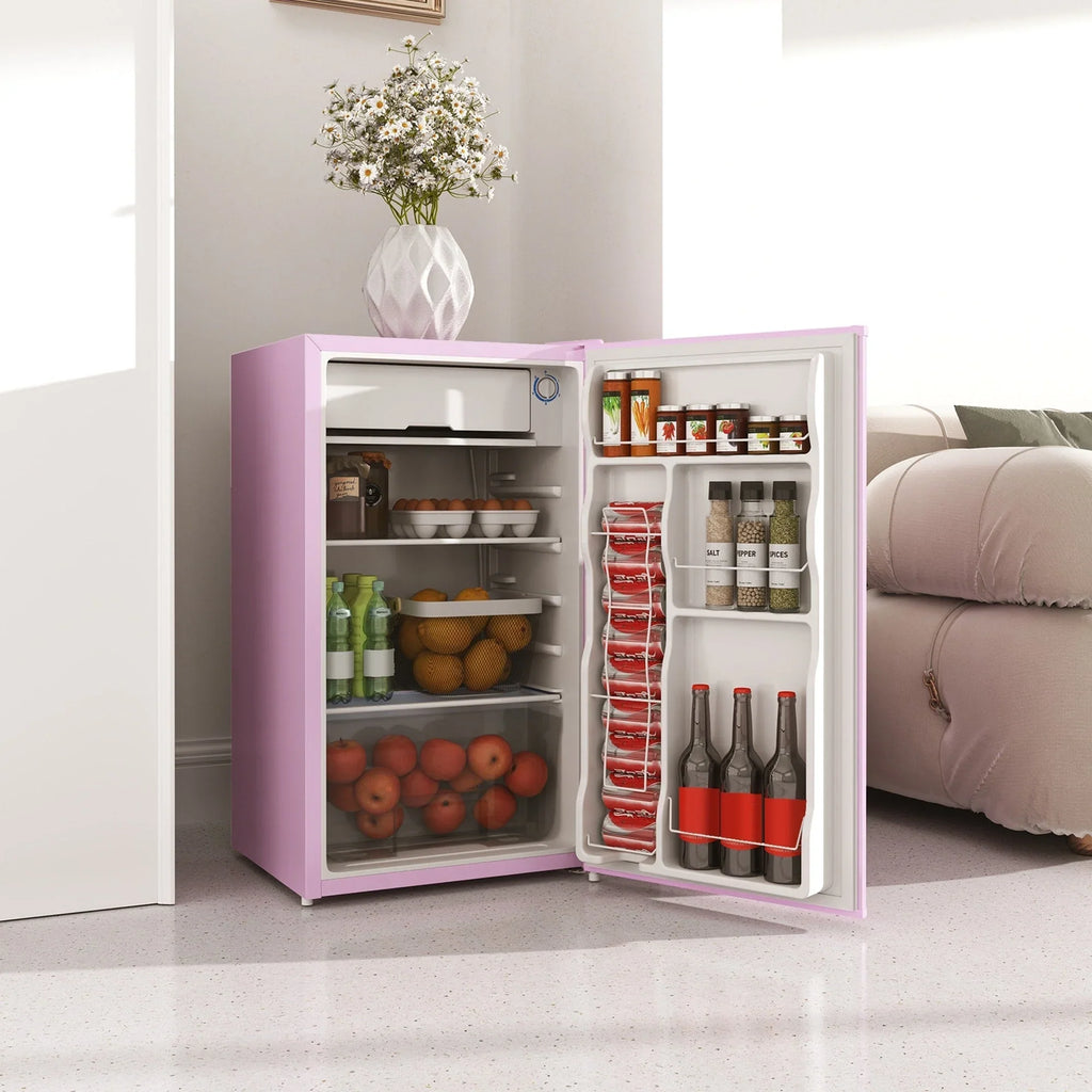 HOMCOM Mini Frigorifero con Congelatore da 90 Litri, Frigo Compatto a Porta Singola con Termostato Regolabile per Camera da Letto