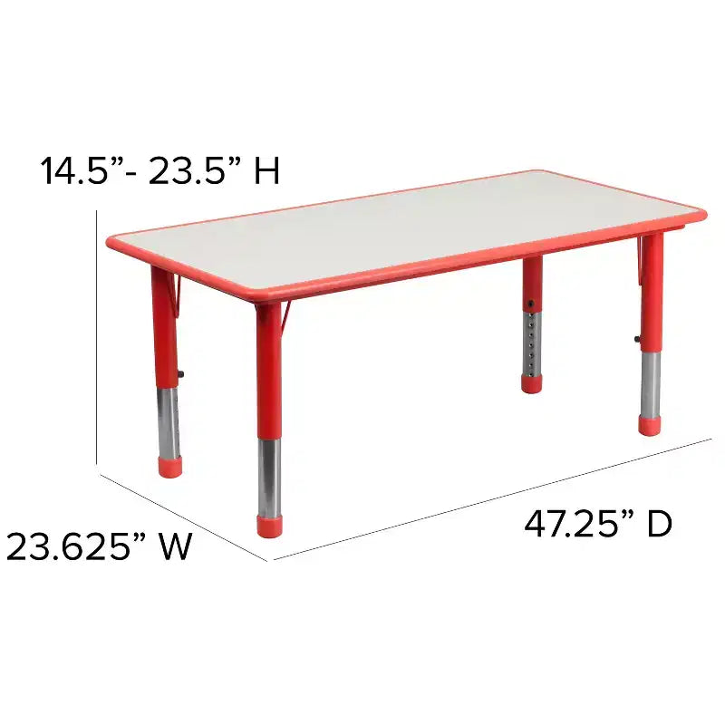 Set Tavolo Attività Rettangolare Regolabile in Altezza in Plastica Emma and Oliver 23.625"W x 47.25"L con 6 Sedie