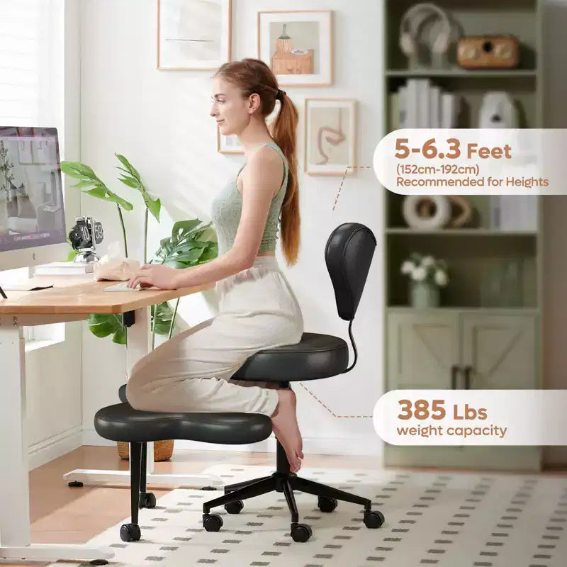 Pinmoco Sedia da ufficio ergonomica Criss Cross, sedia da meditazione regolabile in altezza, girevole a 360°, supporto lombare, sedia da lavoro e da ufficio, sedia ADHD