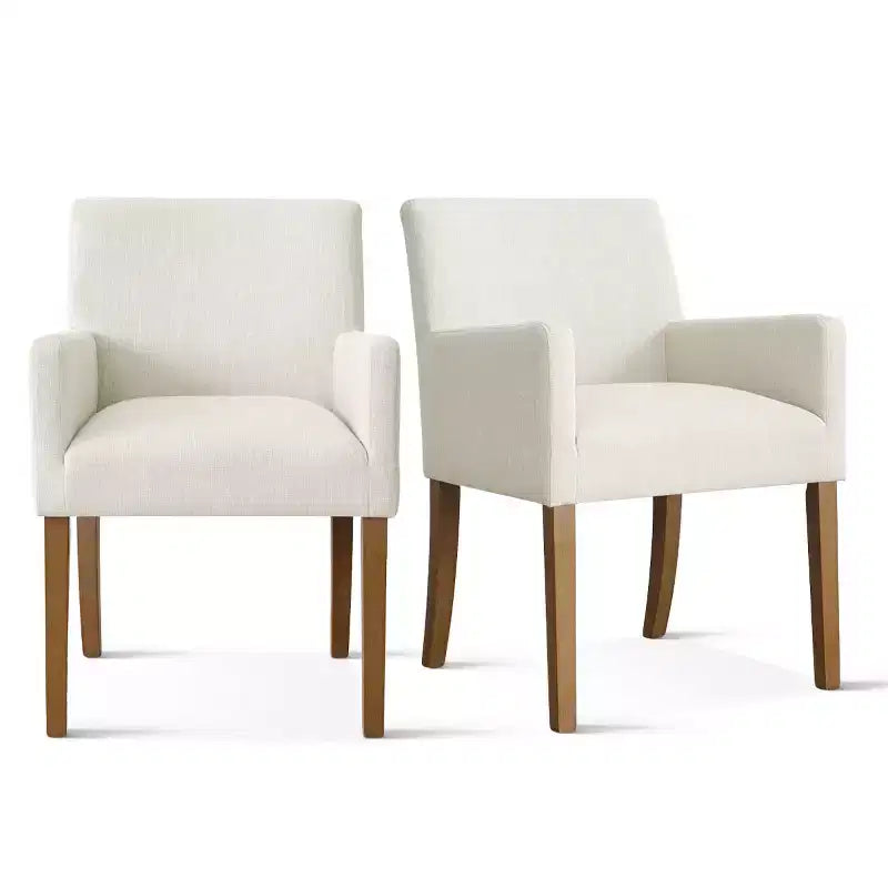 Set di 6 sedie da pranzo imbottite con braccioli, poltrone moderne in lino con gambe in legno, sedie occasionali per sala da pranzo, soggiorno - Panipeachy