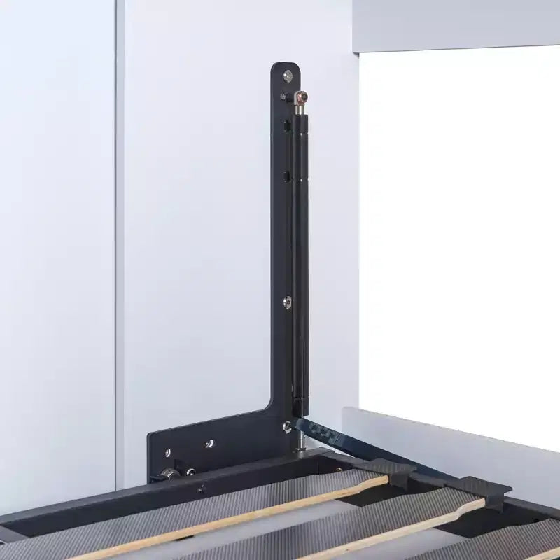 Letto a scomparsa matrimoniale, Struttura letto a parete in legno con armadio integrato, cassetti e ripiani aperti, bianco - ModernLuxe